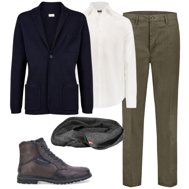 Outfit uomo - Il cardigan strutturato must have. Stile Business/Elegante per Tutti i giorni. Abbinamento con pantaloni, cardigans, stivali e stivaletti, sciarpe, camicie.