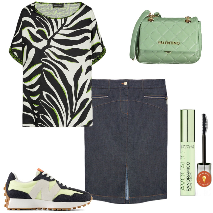 Outfit donna - Total look #1951578. Stile Casual per Tutti i giorni. Abbinamento con mascara, sneakers, borse a tracolla, gonne, bluse.