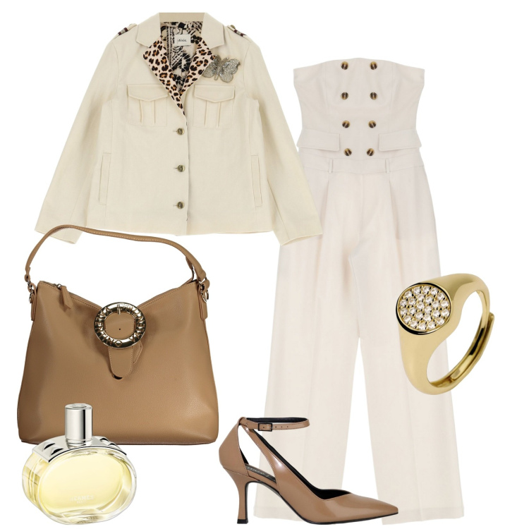 Outfit donna - Business woman. Stile Chic per Ufficio. Abbinamento con profumi, anelli, tute, blazer, décolleté, borse a spalla.