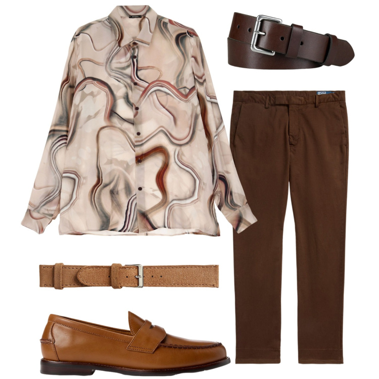 Outfit uomo - Serata. Stile Trendy per Serata speciale. Abbinamento con camicie, scarpe stringate, cinture, orologi, pantaloni.