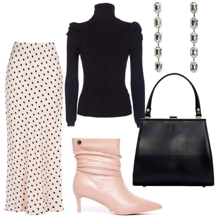 Outfit donna - Total look #1951893. Stile Chic per Ufficio. Abbinamento con orecchini, gonne, maglieria, stivaletti, clutch.