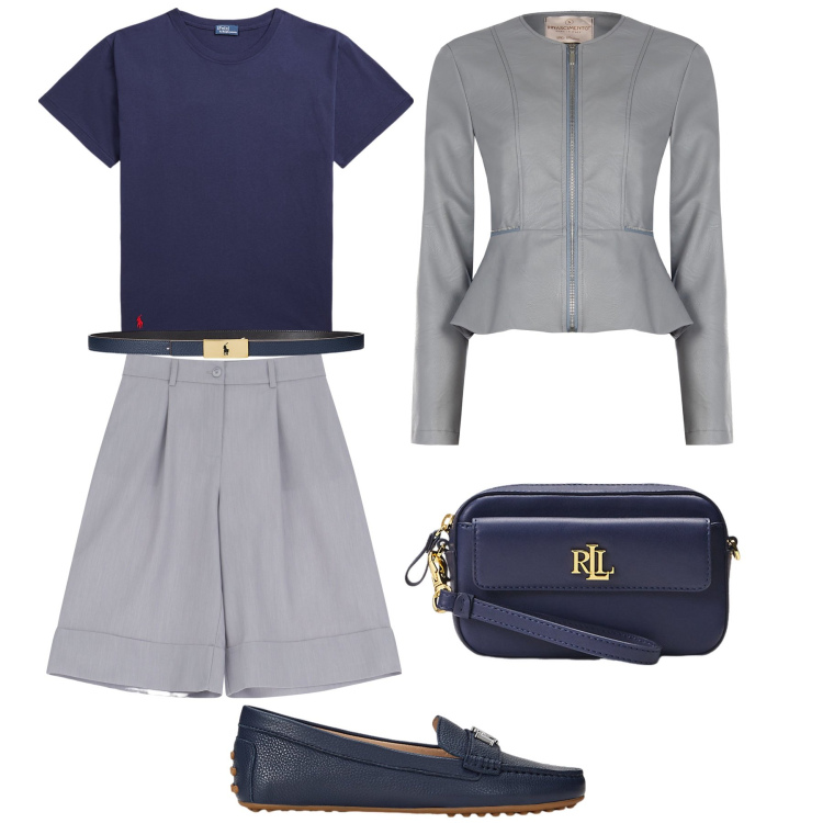 Outfit donna - Tendenza F/W ‘24’25: bermuda. Stile Bon Ton per Tutti i giorni. Abbinamento con blazer, bermuda, mocassini, t-shirt, pochette, cinture.
