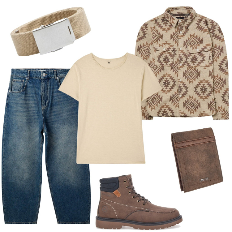 Outfit uomo - Che stile? Terranova style. Stile Urban per Tutti i giorni. Abbinamento con cappotti, jeans, t-shirt, cinture, portafogli, stivali e stivaletti.