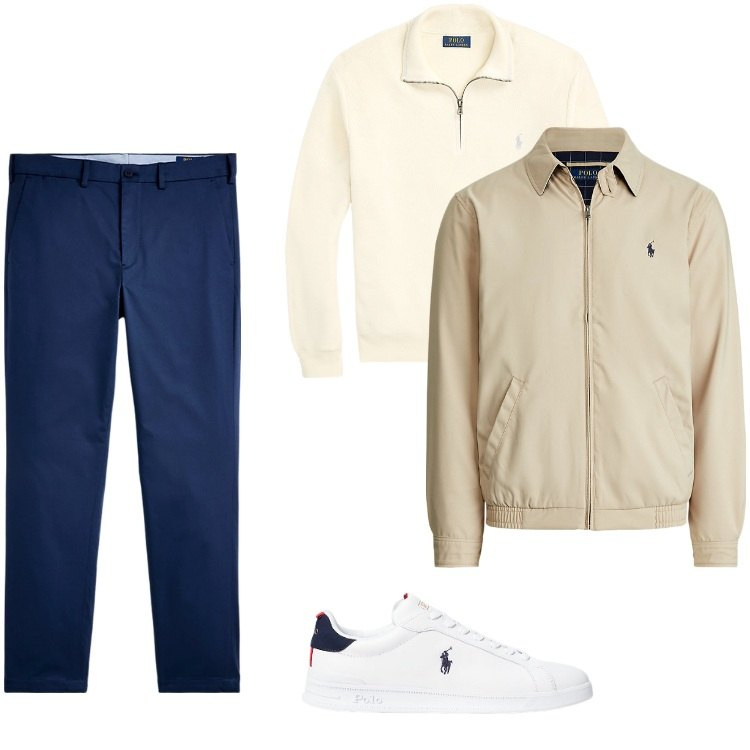 Outfit uomo - Total look #1952208. Stile Trendy per Sport. Abbinamento con sneakers, maglieria, giacche, pantaloni chino.