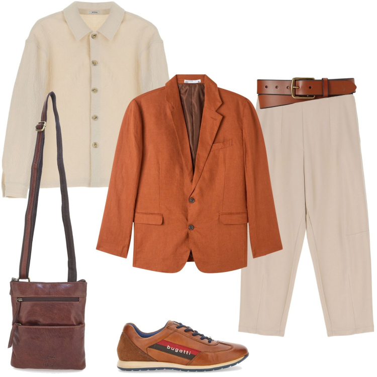 Outfit uomo - I colori dell\'autunno. Stile Casual per Tutti i giorni. Abbinamento con giacche, pantaloni, camicie, cinture, scarpe stringate, portafogli.