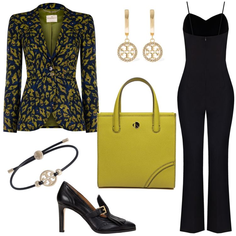 Outfit donna - Business woman. Stile Mannish per Ufficio. Abbinamento con blazer, tute, décolleté, shopping bag, braccialetti, orecchini.