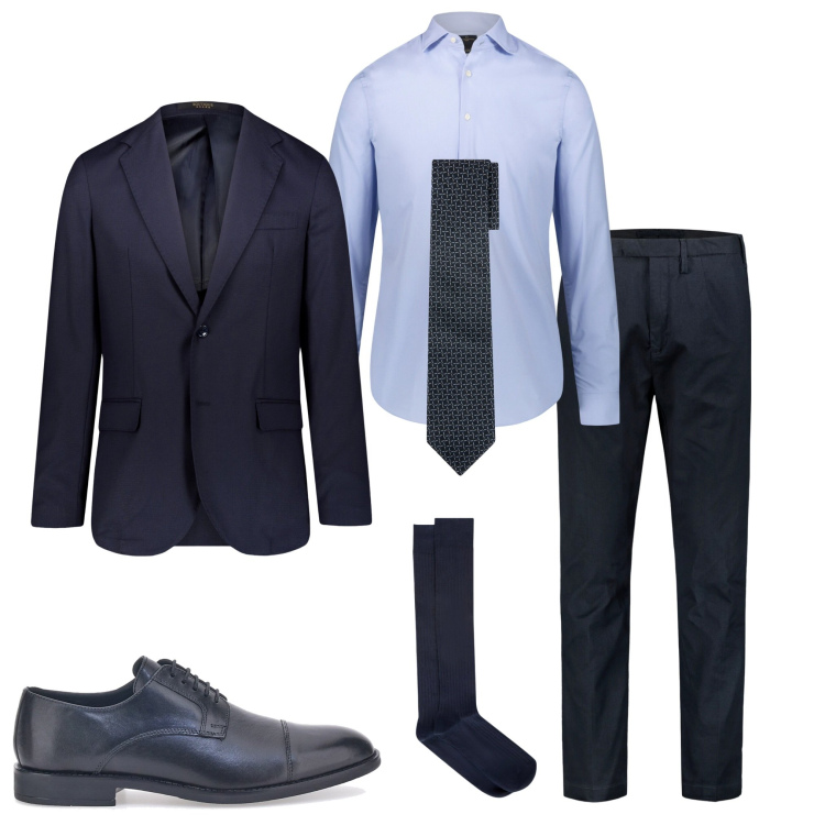 Outfit uomo - Testimone dello sposo. Stile Business/Elegante per Cerimonia. Abbinamento con giacche, scarpe stringate, camicie, pantaloni, cravatte, calzini.