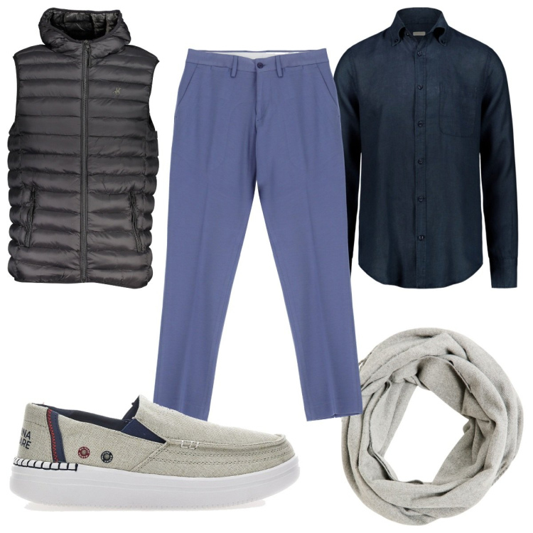 Outfit uomo - Total look #1952443. Stile Trendy per Tutti i giorni. Abbinamento con sciarpe, pantaloni, giacche, camicie, scarpe stringate.