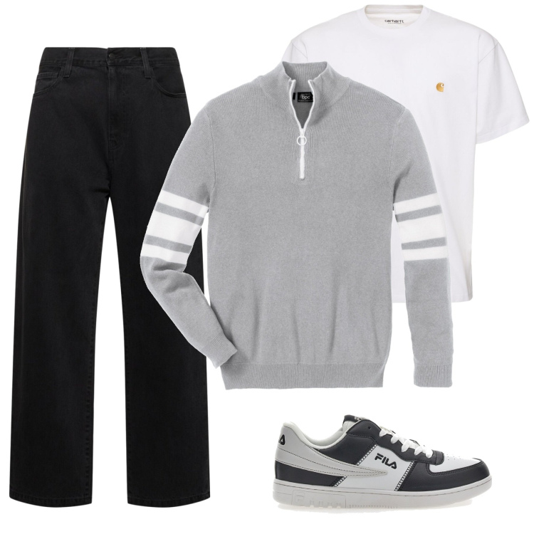 Outfit uomo - Total look #1952532. Stile Urban per Tutti i giorni. Abbinamento con t-shirt sportive, t-shirt, jeans, sneakers.