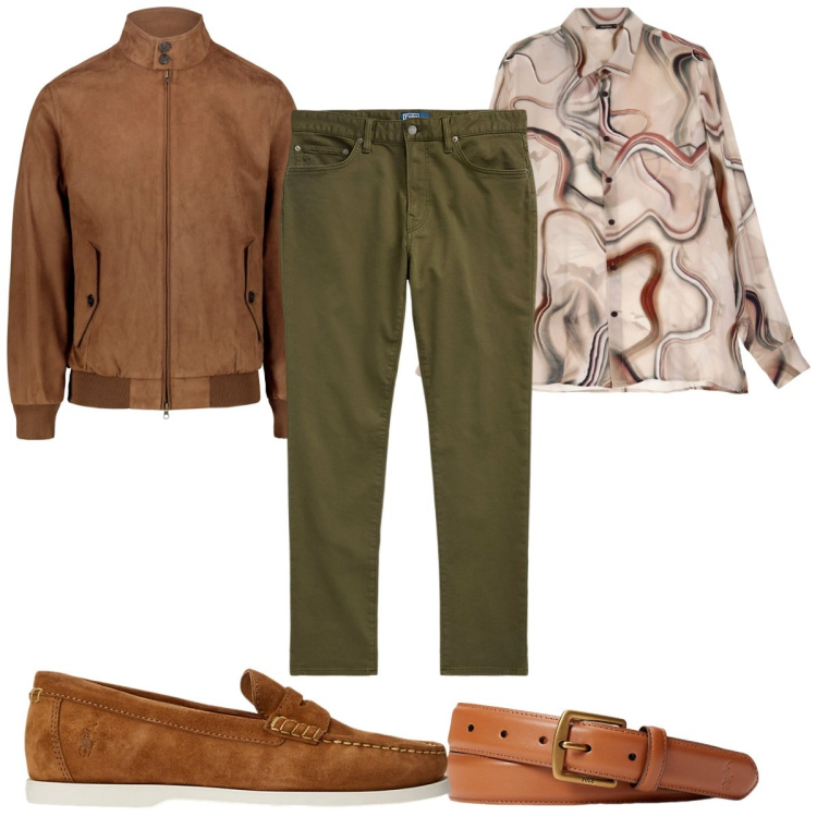 Outfit uomo - Total look #1952568. Stile Trendy per Tutti i giorni. Abbinamento con camicie, cinture, pantaloni chino, scarpe stringate, giacche.