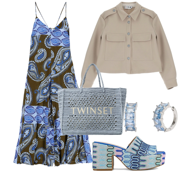 Outfit donna - Ancora al mare. Stile 70s per Mare. Abbinamento con orecchini, blazer, tute, sabot, borse tote.