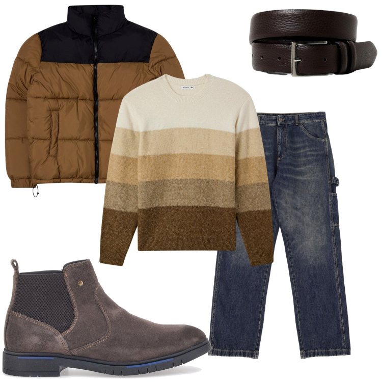 Outfit uomo - Il marrone è il mio colore. Stile Urban per Tutti i giorni. Abbinamento con maglieria, giacche, jeans, stivali e stivaletti, cinture.