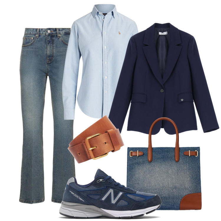 Outfit donna - Sportiva attenta ai dettagli. Stile Sporty chic per Tutti i giorni. Abbinamento con sneakers, blazer, camicie, borse tote, jeans, cinture.