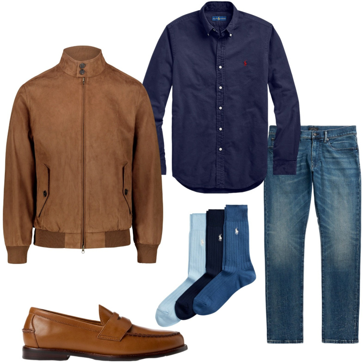 Outfit uomo - La giacca nocciola formale. Stile Trendy per Ufficio. Abbinamento con scarpe stringate, calzini, jeans, camicie, giacche.