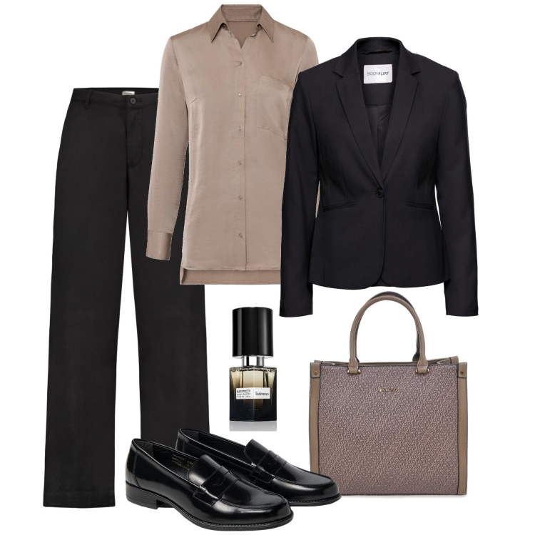 Outfit donna - Ufficio mannish: un evergreen!. Stile Mannish per Ufficio. Abbinamento con blazer, camicie, profumi, pantaloni, mocassini, borse a mano.