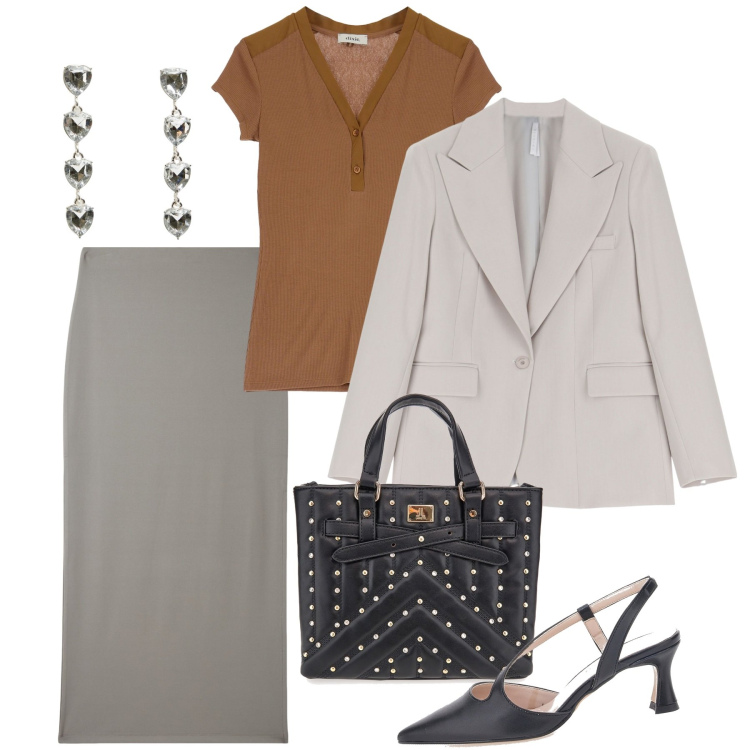 Outfit donna - Il tubino e le slingback. Stile Chic per Tutti i giorni. Abbinamento con gonne lunghe, orecchini, blazer, t-shirt, décolleté, borse a mano.