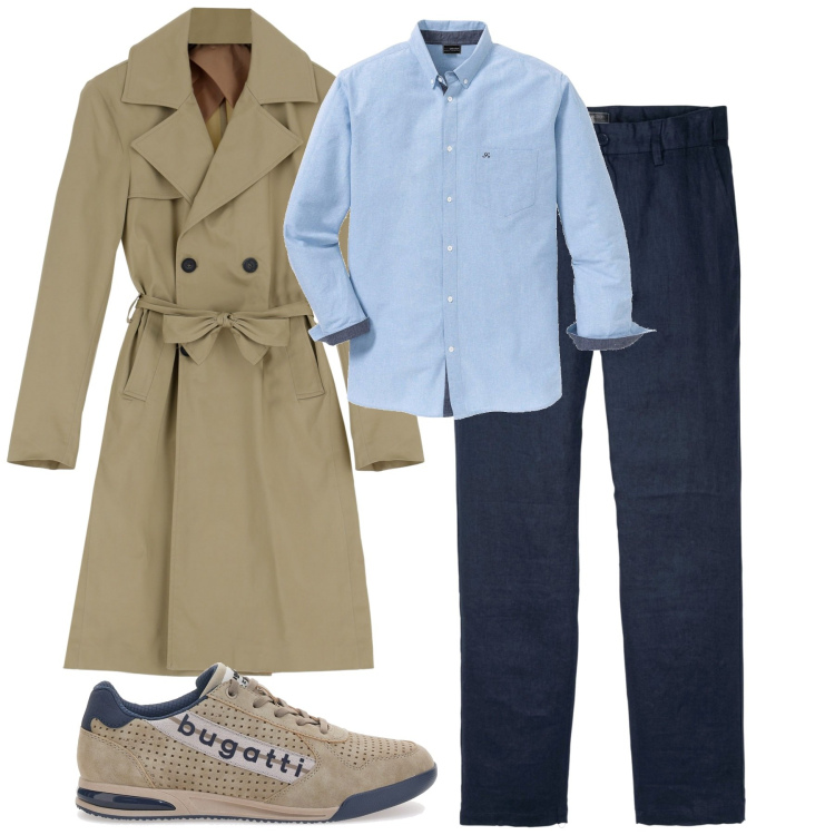 Outfit uomo - Rainy days. Stile Urban per Tutti i giorni. Abbinamento con camicie, pantaloni, cappotti, sneakers.