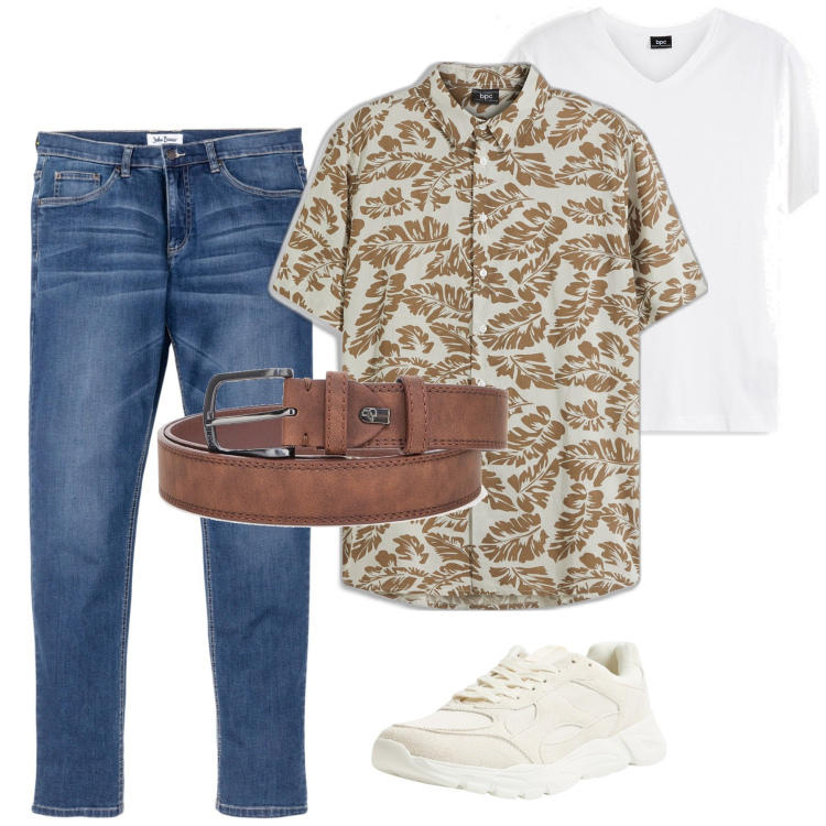 Outfit uomo - Grigliate di fine estate. Stile Trendy per Tutti i giorni. Abbinamento con jeans, t-shirt, camicie a manica corta, sneakers, cinture.