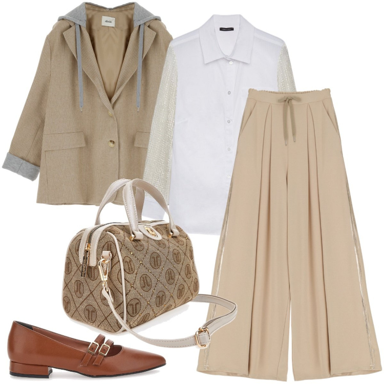 Outfit donna - La giacca a coste. Stile Bon Ton per Ufficio. Abbinamento con blazer, pantaloni a palazzo, ballerine, camicie, borse a mano.