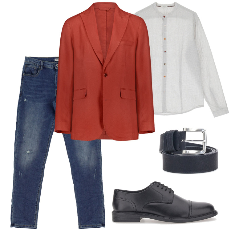 Outfit uomo - A cena in pizzeria!. Stile Trendy per Serata speciale. Abbinamento con jeans slim fit, camicie, scarpe stringate, giacche, cinture.