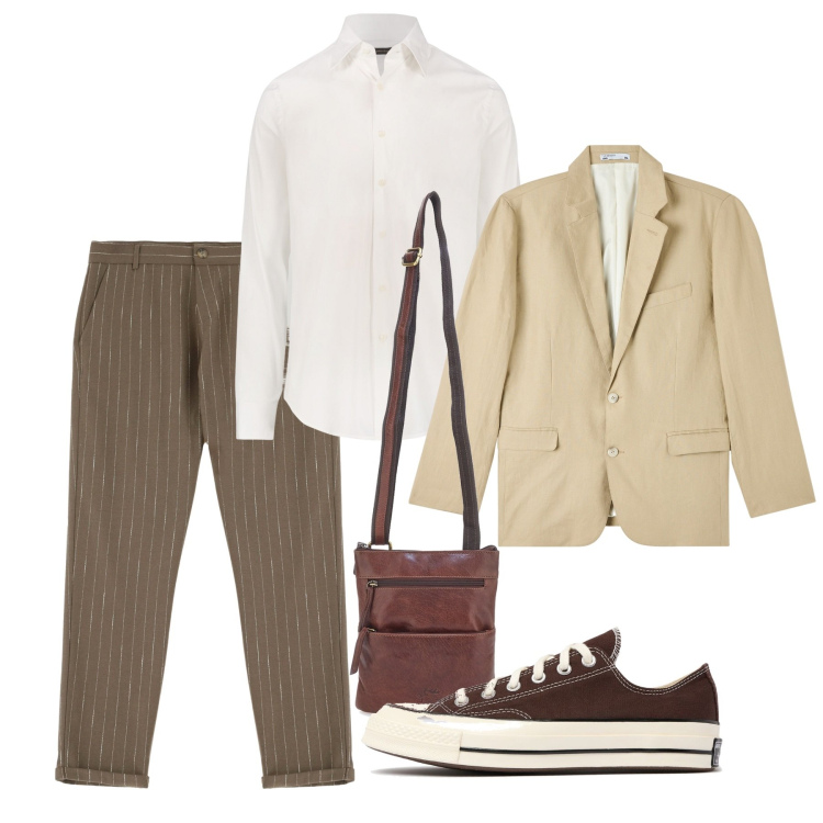 Outfit uomo - Gli ultimi giorni caldi. Stile Trendy per Tutti i giorni. Abbinamento con giacche, pantaloni, sneakers, portafogli, camicie.