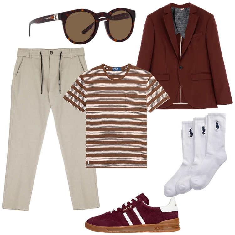 Outfit uomo - Si Va a Portovenere. Stile Casual per Tutti i giorni. Abbinamento con giacche, pantaloni, calzini, occhiali da sole, t-shirt, sneakers.