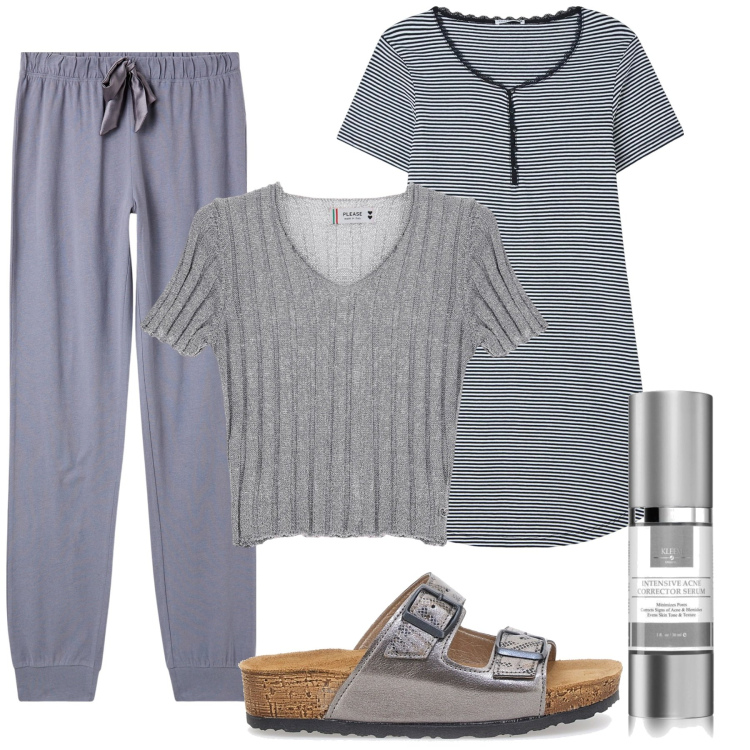 Outfit donna - Dormire bene. Stile Basic per Tutti i giorni. Abbinamento con correttori, camicie da notte, pigiama, pullovers, ciabatte.