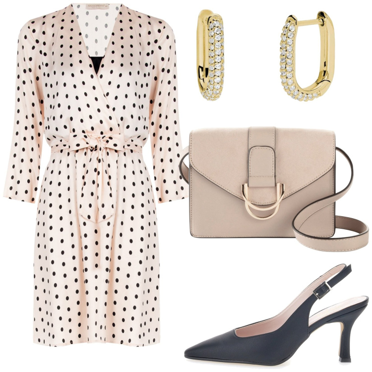 Outfit donna - Total look #1953486. Stile Bon Ton per Serata fuori. Abbinamento con borse a tracolla, orecchini, vestiti corti, décolleté.