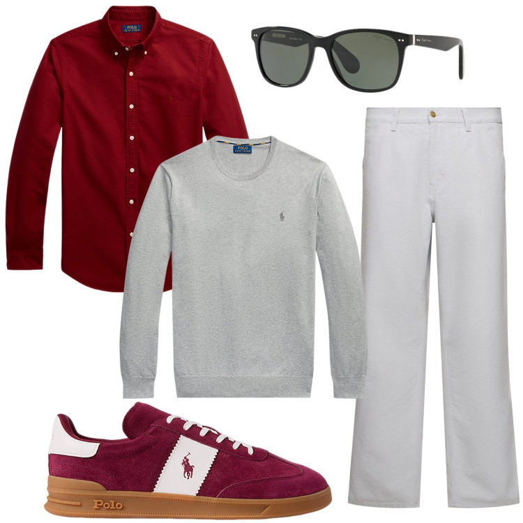 Outfit uomo - Occhiali per sguardi decisi. Stile Urban per Tutti i giorni. Abbinamento con maglieria, occhiali da sole, camicie, sneakers, pantaloni.