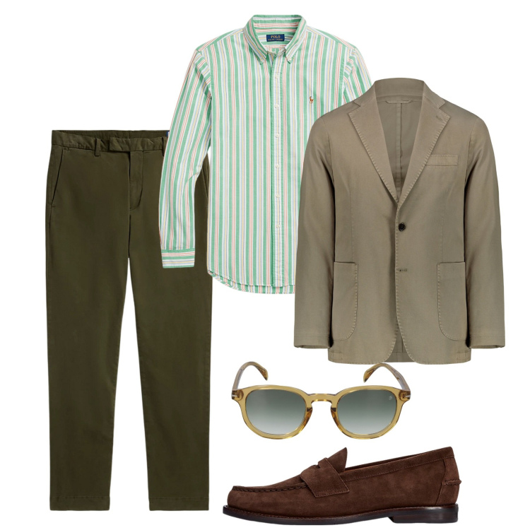 Outfit uomo - In ufficio a settembre. Stile Trendy per Ufficio. Abbinamento con scarpe stringate, camicie, pantaloni, giacche, occhiali da sole.