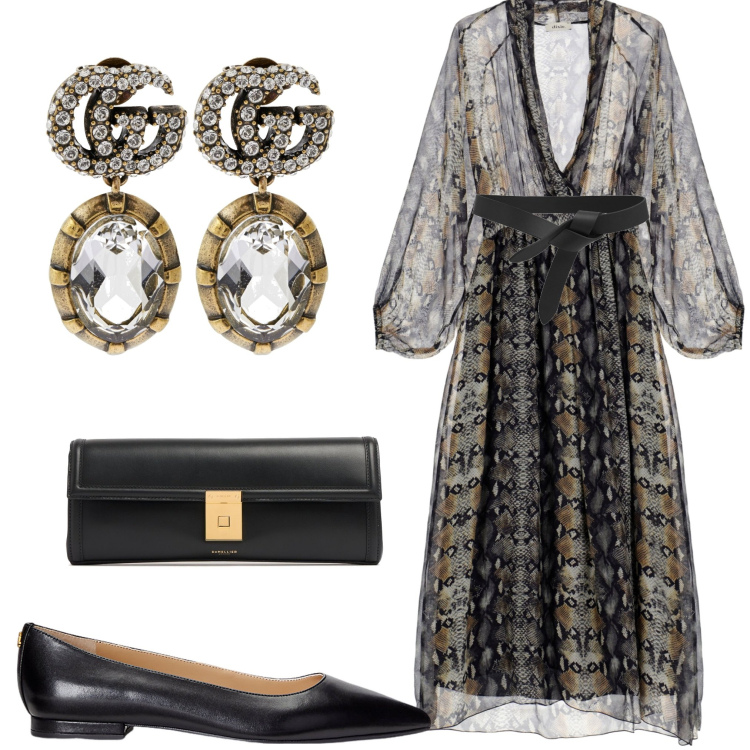 Outfit donna - New boho. Stile Boho per Serata fuori. Abbinamento con vestiti, ballerine, cinture, orecchini, clutch.