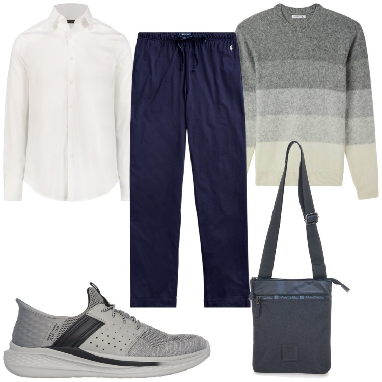Outfit uomo - Total look #1953660. Stile Trendy per Tutti i giorni. Abbinamento con maglieria, pantaloni, sneakers, portafogli, camicie.
