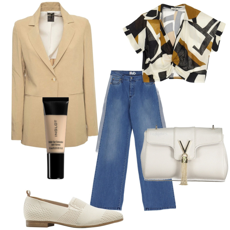 Outfit donna - La giacca moderna. Stile Casual chic per Tutti i giorni. Abbinamento con mocassini, correttori, jeans dritti, canottiere, borse a tracolla, blazer.