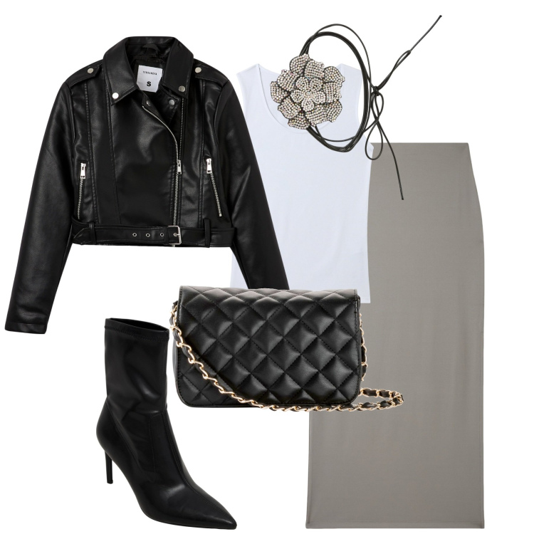 Outfit donna - Settembre in città. Stile Trendy per Tutti i giorni. Abbinamento con borse a tracolla, collane, stivaletti, gonne lunghe, canottiere, giacche.