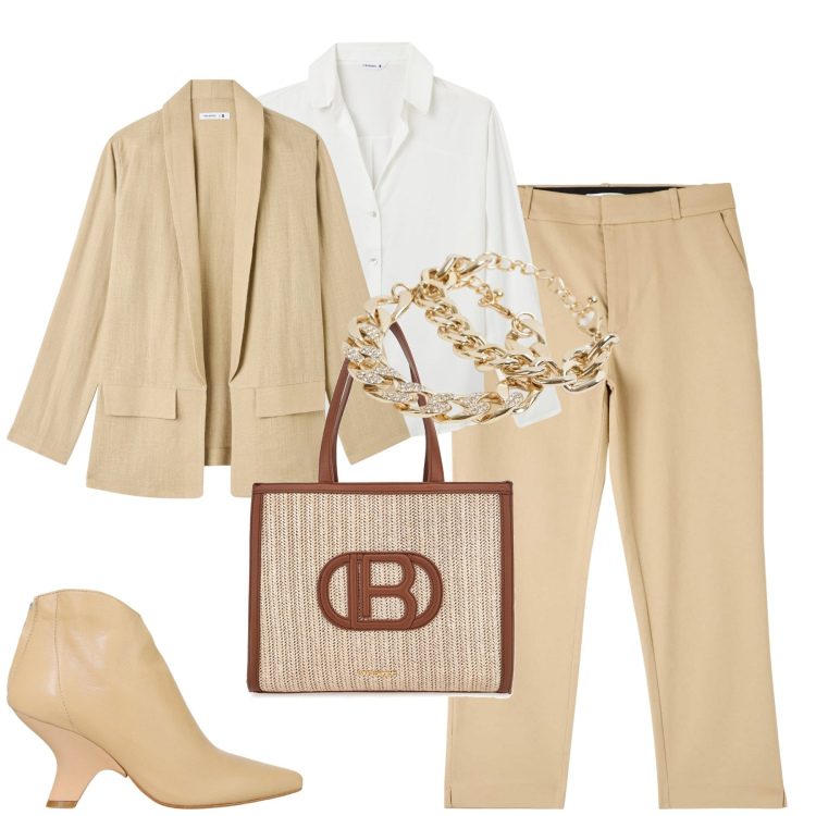 Outfit donna - I chino comfort e trendy. Stile Casual chic per Tutti i giorni. Abbinamento con pantaloni chino, camicie, blazer, braccialetti, stivaletti, borse a spalla.