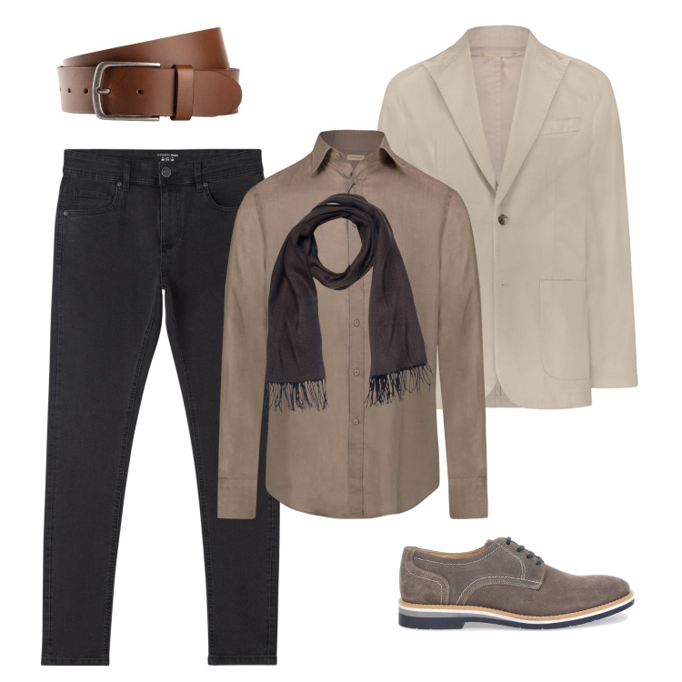 Outfit uomo - La pashmina per l’ autunno. Stile Casual per Ufficio. Abbinamento con cinture, jeans skinny, giacche, sciarpe, camicie, scarpe stringate.