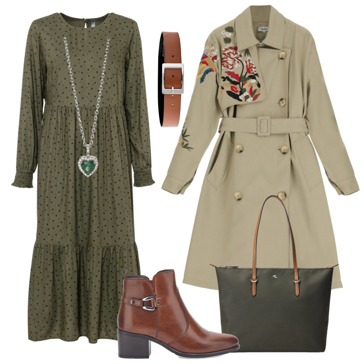 Outfit donna - Lo spolverino con i fiori. Stile Boho per Tutti i giorni. Abbinamento con cinture, vestiti lunghi, ciondoli, trench, borse tote, stivaletti.