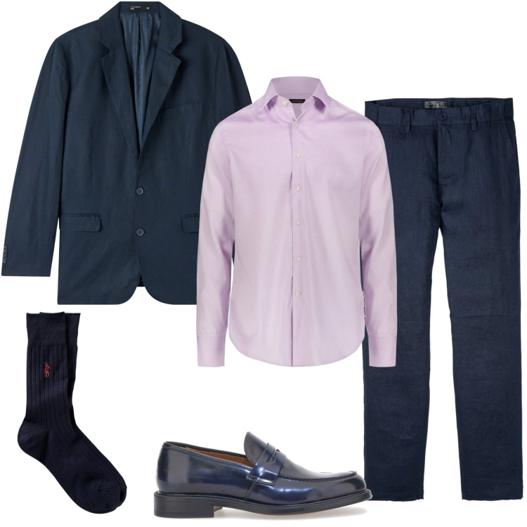 Outfit uomo - Business man. Stile Business/Elegante per Ufficio. Abbinamento con pantaloni, giacche, calzini, camicie, scarpe stringate.