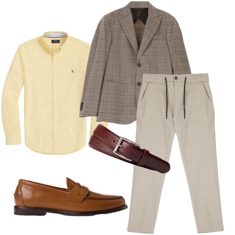 Outfit uomo - La giacca principe di galles. Stile Business/Elegante per Ufficio. Abbinamento con pantaloni, giacche, camicie, scarpe stringate, cinture.