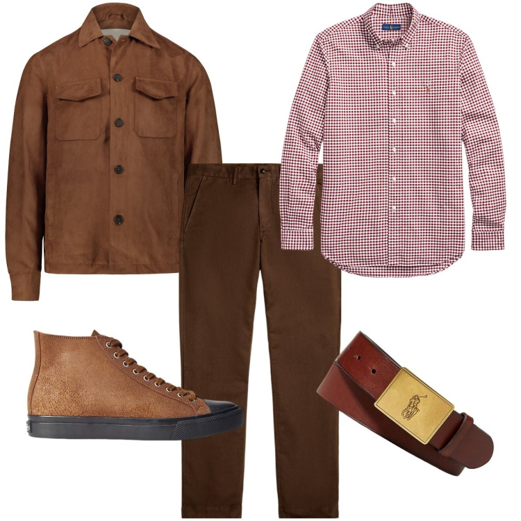 Outfit uomo - La camicia a quadretti. Stile Business/Elegante per Ufficio. Abbinamento con sneakers, cinture, pantaloni, camicie, giacche.