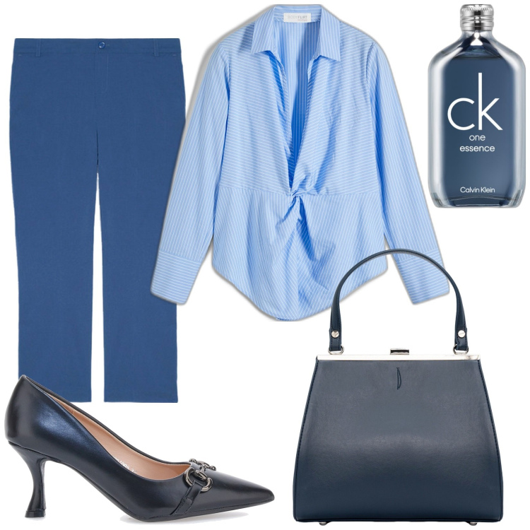 Outfit donna - Total look #1954188. Stile Chic per Ufficio. Abbinamento con bluse, profumi, clutch, décolleté, pantaloni.