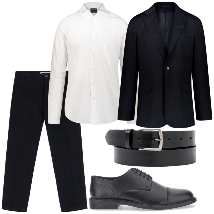 Outfit uomo - Total look #1954212. Stile Business/Elegante per Cerimonia. Abbinamento con pantaloni, scarpe stringate, camicie, abiti, cinture.