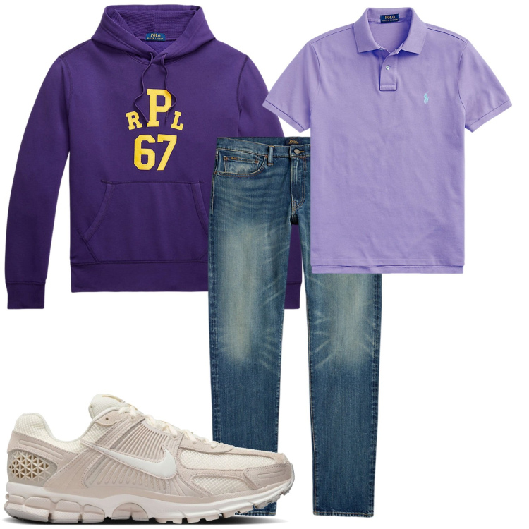 Outfit uomo - Speriamo di riuscire a piacere. Stile Casual per Tutti i giorni. Abbinamento con polo, jeans, felpe con cappuccio, sneakers.