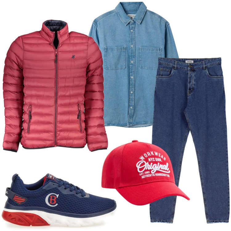 Outfit uomo - Semplicità di tutti i giorni. Stile Trendy per Tutti i giorni. Abbinamento con cappelli, camicie, jeans slim fit, giacche, sneakers.