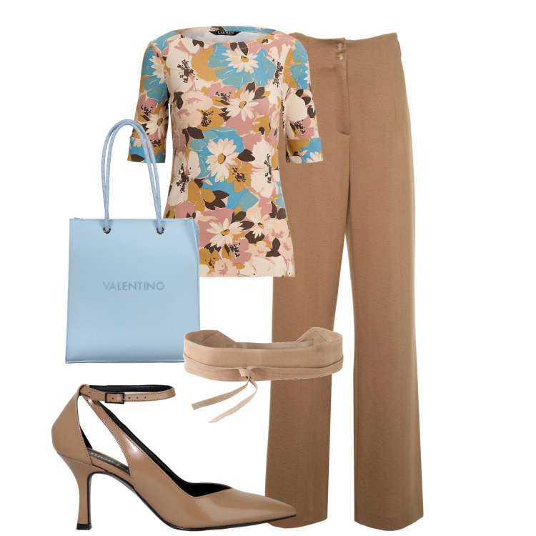 Outfit donna - Total look #1954264. Stile Trendy per Tutti i giorni. Abbinamento con cinture, décolleté, maglieria, jeans a zampa, borse a spalla.