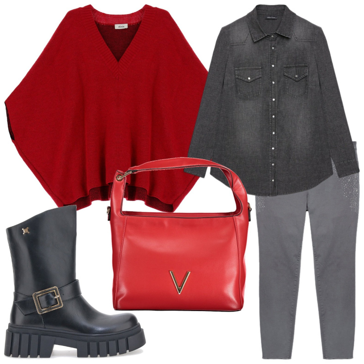 Outfit donna - La mantella pratica. Stile Glamour per Tutti i giorni. Abbinamento con cappotti, stivaletti, camicie, jeans skinny, borse a spalla.