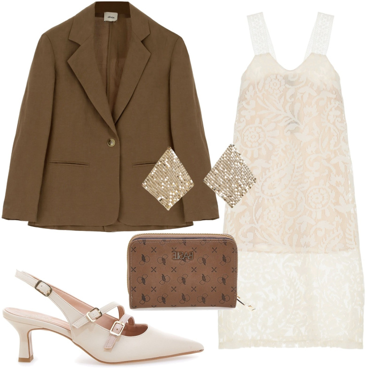 Outfit donna - Must have vestito longuette midi. Stile Chic per Serata fuori. Abbinamento con orecchini, vestiti midi/longuette, blazer, décolleté, portafogli.