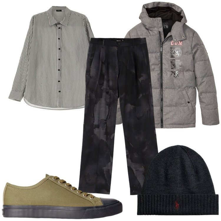Outfit uomo - Total look #1954340. Stile Casual per Tutti i giorni. Abbinamento con giacche, camicie, pantaloni, sneakers, berretti.
