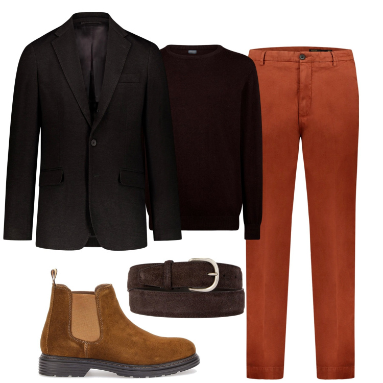 Outfit uomo - Brown. Stile Trendy per Tutti i giorni. Abbinamento con pantaloni, giacche, maglieria, stivali e stivaletti, cinture.
