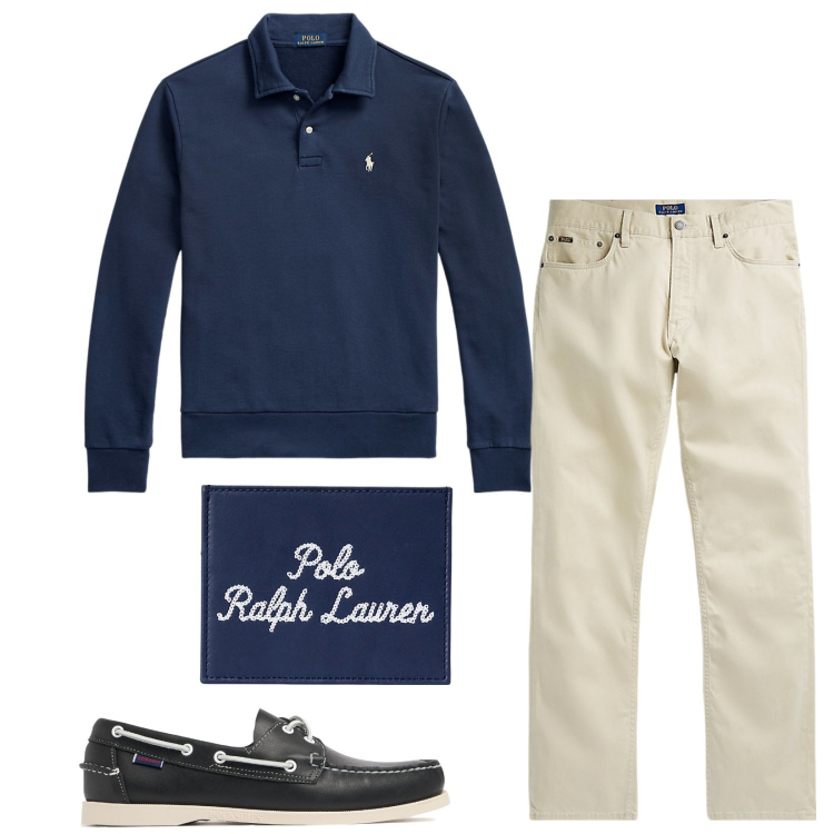 Outfit uomo - Tutto abbinato. Stile Casual per Tutti i giorni. Abbinamento con felpe, pantaloni, portafogli, scarpe stringate.